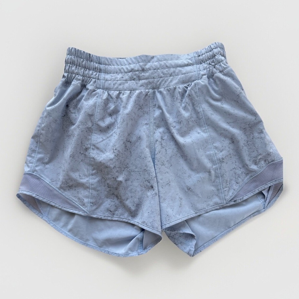 Lululemon Hotty Hot High-Rise Lined Shorts 4" Gravel Dust Pastel Blue Size 4
